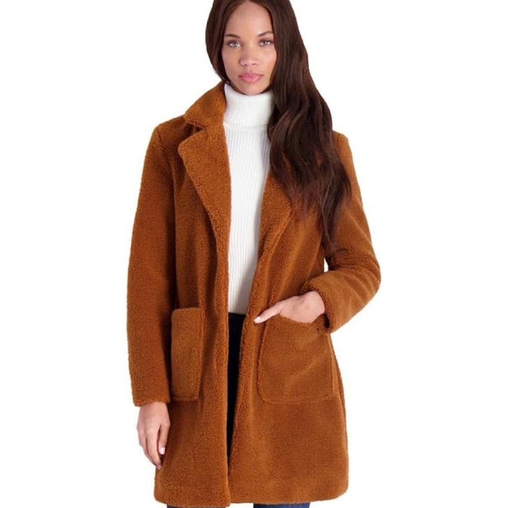 FRENCH CONNECTION || Shearling Teddy Lapel Midi Coat
